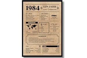 EQUIK PRODUCTS Jubiläumsposter 40 Jahre | Geschenk 40 Geburtstag | Vintage Poster auf Deutsch | Geburtsjahr 1984 | 40. Geburtstag Frauen | 40. Geburtstag Männer | Zurück in 1984 (1984)