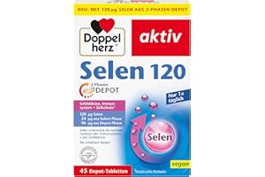 Doppelherz Selenio 120 DEPOT de 2 fases - 120 μg de selenio por tableta DEPOT - Selenio apoya el funcionamiento normal de la glándula tiroides - vegano - 45 tabletas