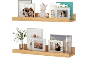 FEIHORRM Floating Shelves Set of 2, 40cm Natural Oak Floating Shelves Wood Wall Mounted Shelf Picture Ledge Shelf Kids Bookshelf for Living Room Kitchen Bedroom Bathroom Photo Home Organization & Wall Decor