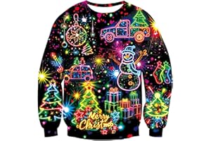 TUONROAD Pull de Noël Unisexe Nouveauté Christmas Imprimé Tricot Sweater Col Rond Manche Longue Xmas Sauteur Chandail Hiver pour Femme Homme S-XXL