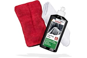 ‎DETAILMATE Auto Lederpflege Set | Sonax LederPflegeLotion 250ml + Mikrofasertuch 40x40cm + Detailing Handschuh | Lederreiniger & Leder Pflege