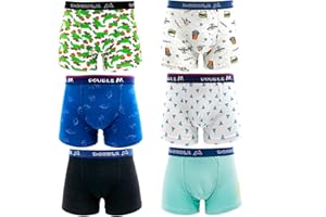DOUBLE M, 6 Confezioni di Boxer per Ragazzi in Cotone, Biancheria Intima Morbida e Traspirante, Mutande Assortite per Ragazzi, Varietà di Colori, Taglie per Ragazzi da 2 a 12 Anni