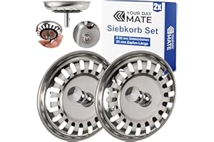 YOUR DAY MATE Sink strainer basket, 2 pack, Ø 82 mm strainer basket, basket spigot protrudes 30 mm deep into the drain, Ø 7.8 mm spigot pin, suitable as a spare part for Blanco sinks, kitchen drain strainer