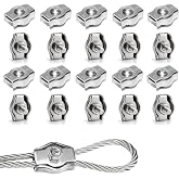 Rshuhx 20pcs M3 Steel Cable Clamps Wire Rope Clips Wire Rope Clamp 304 Stainless Steel Suitable for Clotheslines, Awnings and
