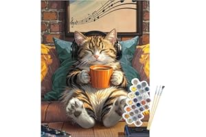 NPCSWXQ Malen Nach Zahlen Erwachsene Anfänger Katze Kit, Bastelset Paint By Numbers Adult,DIY Handgemalt Ölgemälde für Home Schlafzimmer Studie Büro Dekoration Geschenk 40x50cm