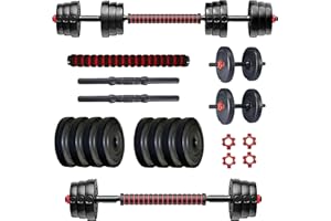 Protoner PVC 3 in 1 convertible DM 4-40 Kg Dumbbells Set and Fitness Kit for Men and Women Whole Body Workout (20 kg (2 kg x 4, 3 kg x 4), 3 in 1 convertible)
