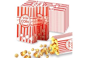 DEEPTON 100 Stück Popcorntüten Klein, Popcorn Tüten Klein, Popcorn Boxen Papiertüten Partytüte Candy Tüte Rot & Weiß Gestreiften