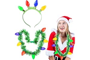 Hifot 2 Pièces LED Serre Tete Noel Lumineux LED Collier Lumineux Noel Femme Serre Tete Ampoule Bandeau Noel Enfant Deguisement Noel Accessoires Enfant Adulte Carnaval Mascarades