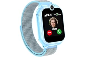 PTHTECHUS Kids Smartwatch Phone, Two-way talk SOS Girls Boys HD Touch Screen Watch with Music 18 Games Camera Flashlight Alarm Clock Gifts for 4-12 Years, Blue