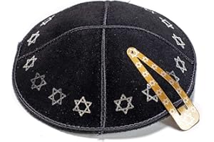 JL Kippha's Cuir Noir et Argent Kippa Kippa juive Yamaka Kippa Israël Cap Judaica