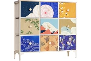 LYNCOHOME Chest of Drawers Bedroom, Fabric Storage Drawer, Wide Dresser with 9 Drawers, Large Storage Tower Unit for Bedroom, Living room, Kid's room, Closet, Entryway.