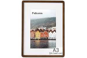 Feihorrm Massiv träfotoram, A3 ek fotoram, med härdat glas, för 29,7 x 42 cm foton utan passe-partout eller 20 x 28,7 cm foto