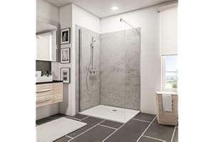 Schulte 2 panneaux muraux 120 x l.100 x h.210 cm, surface 4.62 m², 3 mm épaisseur, revêtement pour salle de bain douche, resistant aux rayures, pierre gris clair, livre avec adhésif double face