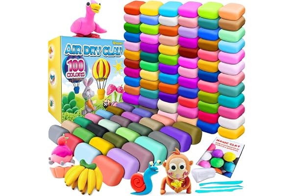 100 Couleurs Pate a Modeler, Argile Autodurcissante Pâte à Modeler Magique pour Enfants, Cadeau pour Garçons et Filles âgés de 3 à 12 Ans