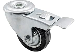 Lenkollen 125mm von Globex24 | Transportrollen mit Rückenloch mit Bremse | Tragkraft 100kg | Rollen für Möbe Möbelrollen Palettenmöbel Rollbretter Schwerlastrollen Paletten Laufrollen