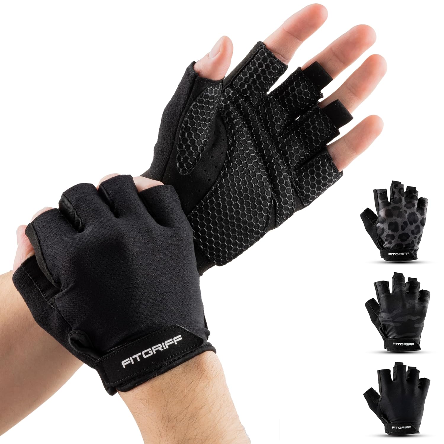 Fitgriff® Guanti Palestra Uomo e Donna (Imbottiti) - Guanti da Fitness Antiscivolo per Allenamento - Accessori Sollevamento Pesi