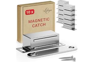 LouMaxx Magnetisk näpp stark – hållkraft 4 kg – set om 10 av rostfritt stål – dörr- och skåpmagnet – möbelmagneter – rör lås i rostfritt stål – magnetisk hållare skåpdörr