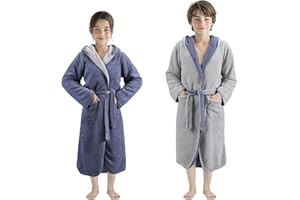 ‎HOMELEVEL HOMELEVEL Kuschelfleece Bademantel für Kinder - Sherpa Morgenmantel mit Taschen Schalkragen Gürtel - Wende-Kinderbademantel für Jungen und Mädchen