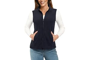 TACVASEN Damen Fleece Weste Outdoor Ärmellos Jacke Standkragen Warm Fleeceweste mit Reißverschlusstaschen Sportweste für Frauen