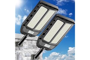 Adewalk 4000W*2 lampadaire solaire avec télécommande, Lampe solaire extérieure étanche ip66 avec capteur de mouvement, 6500k lumière solaire super lumineux spot Solaire LED jardin extérieur garage rue