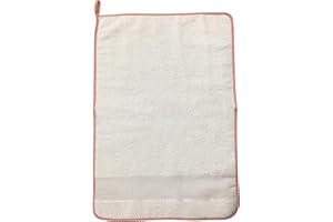 Panini Tessuti, ASCIUGAMANO di SPUGNA in 100% COTONE per bimbo/a con occhiello, bordo colorato a quadretti e tela aida per poter ricamare il proprio nome