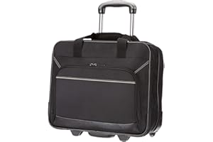 Amazon Basics - Wózek na laptopa z szybko poruszającymi się kółkami i łatwo dostępną kieszenią przednią – nadaje się do laptopów do 15.6 cali ( 39.6 cm ), czarny