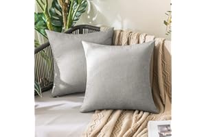 MIULEE 2 Pezzi all'Aperto Copricuscini Impermeabile Federe per Cuscino Decorativi Moderni in Poliestere Cuscini in Lino per Divano Sedie Picnic Camera da Letto 50x50 cm Grigio Bianco
