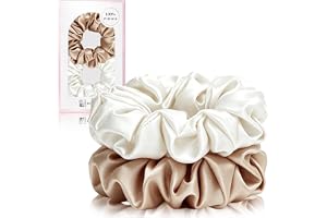 townssilk Sidenhårsnoddar hårsnoddar hårscrunchies band 100 % rent mullbärssilke 22 momme hårvänlig lyxig elastisk randig 2 stycken kaffe och