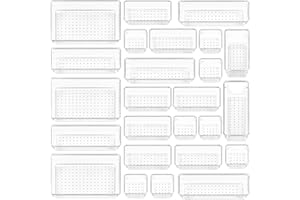 Vtopmart 25 Stücke Schubladen Ordnungssystem mit 4 Größen, Klar Kunststoff, Schminktisch Organizer Einsetzbar für Makeup, Küc