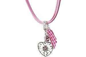 Trachtenkette Alpenherz eleganter und funkelnder Edelweiss Anhänger mit Strass - Trachtenschmuck Kette für Dirndl und Lederhose