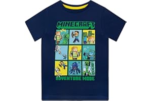 MINECRAFT Magliette Bambino Manica Corta, Gialla T-Shirt Ragazzo Cotone Polo