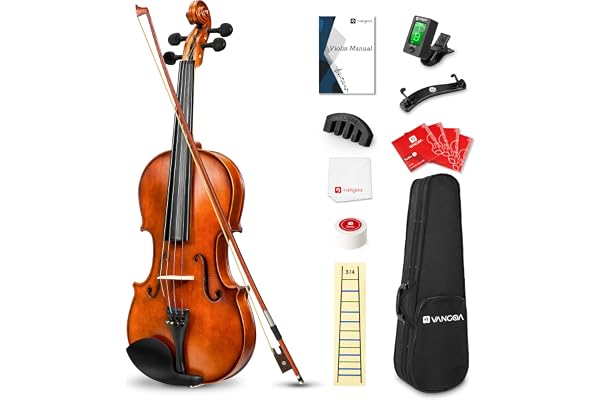 Vangoa 3/4 Violon Acoustique Bois Massif Trois Quarts Violon Débutant Violin Set pour Enfants Débutant Adolescent Étudiants avec Violin Kits