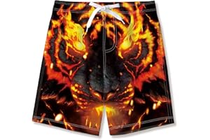 Kids4ever Boys Swimming Shorts Funny Printed Quick Dry Beach Board Trunks with Mesh Lining 6-14 Years