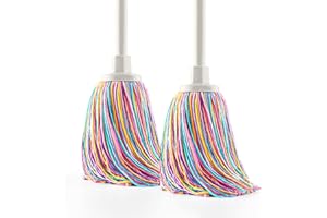 DIVINE GENIUS Happy Rainbow - Pack 2 fregonas de Microfibra reciclada Super absorbentes con Rosca Universal Cabezal Extragrande 22 cm sostenibles y Resistentes para Limpieza de Suelos y hogar