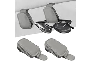 HALERCAY 2 Stück Sonnenbrillenhalter für Auto-Sonnenblende, magnetische Leder Brillenhalterung,multifunktionaler Visier Clip,universeller Clip für Sonnenbrillen und Tickets, Auto Visier Zubehör (Grau） ﻿
