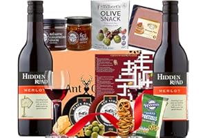 ANT & CHID Red Wine and Cheese Hamper Gift - 2 Red Wine, 2 Award Winning Cheeses,Chutneys,Pate,Cheese Gift Set for both Men and Women-Cheese Themed Crossword Puzzle (Red Wine and Cheese)