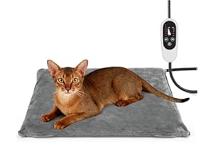 NICREW Cat Heating Pad 45 x 40 cm, Electric Pet Heated Bed Mat, Temp Adjustable Kitten Mat & Auto-off Controller, MET Listed, Gray, 55W Max