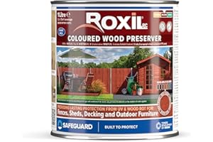 Roxil Lasure Préventive Bois 1L – Cèdre Rouge – Intérieur & Extérieur – Protection Contre Pourriture, Champignons, Larves & Termites
