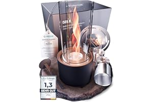‎FIRELL Firell Bioethanol Table Fireplace with Tornado Flame, Ethanol Table Fire, Indoor and Outdoor Fire Column with Over 2 Hours Burning Time, Safe Table Fireplace, Fire Tested According to DIN EN 16647,