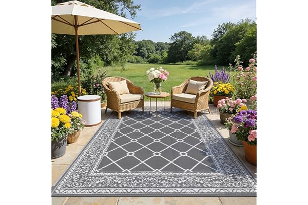 SHACOS Tapis Extérieur Terrasse 240x300cm Tapis Balcon Exterieur Resistant Pluie Impermeable Tapis Camping Car Exterieur Pliable Tapis de Sol Extérieur en Plastique pour Terrasse, Jardin