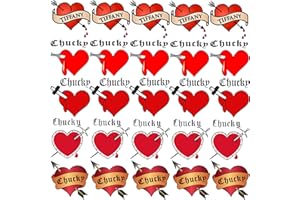 LAROI 25 PCS Bride Of Chucky Tattoo Heart For Women Girls Kids, Tiffany Costume Bride of Chucky Accessories, 3D Halloween Face Tattoo Makeup Kit Fake Chucky Heart Tattoo Stickers Decals