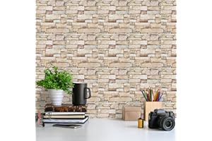 JOLOV Panneaux Muraux 3d Adhesif, 10 Pièces de Papier Peint Brique 35 x 38 cm, Effet marbré, Panneau Mural en Papier Peint Imperméable Pour la Cuisine, Salon, Chambre des Enfants (35*38cm, brique blanche)