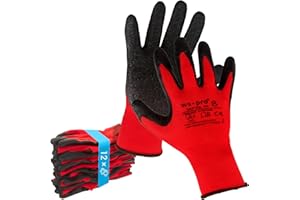 Trevendo Gants de travail - Gants de montage solides avec revêtement en latex, Taille 9-12 paires