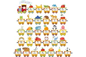 PAIVSUN 32 PCS Deutsch Alphabet Zug ABC Poster Wandtattoo Wandsticker für Schlafzimmer Kinderzimmer Klassenzimmer Deko Kinder Geschenke