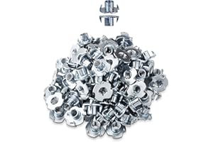 LIKERAINY 4 Pronged Tee Nuts M10 x 12mm Metal T-Nut Furniture Threaded Inserts for Woodworking Climbing Holds Furniture leg and Castor Fixings 100pcs