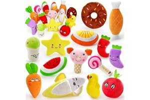 LEGEND SANDY Paquete de 14 Juguetes chirriantes para Perros, Lindos Juguetes de Peluche de Frutas y Verduras para Cachorros y Perros pequeños