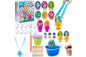 Klever Kits 40-teiliges Set zum Färben von Ostereiern, DIY-Set zum Dekorieren von Ostereiern mit Farbtabletten, Eierständer und Eierschablonen für Osterpartys, kreative Aktivität, Eiersuche