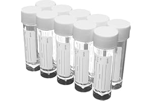 10 recipientes de plástico desechables de 30 ml de RE-GEN para muestras líquidas, tapas de rosca seguras, marcadores de etiqueta de identificación transparentes