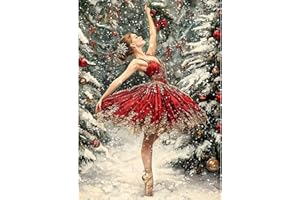 MAXBYE 5D Noël Peinture Diamant Painting Kit, Complet Diamond Painting pour Adulte, DIY Ballerine Élégant Art du Diamant Kits, Diamond Strass Point de Croix Peinture Débutants Maison Décor 30x40 cm