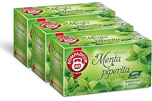 Pompadour, Infuso Menta Piperita, 60 Filtri (3 Confezioni da 20 Filtri), Digestivo e Fresco, Certificato RFA, 100% Naturale, Senza Lattosio, Glutine e Allergeni, Vegan